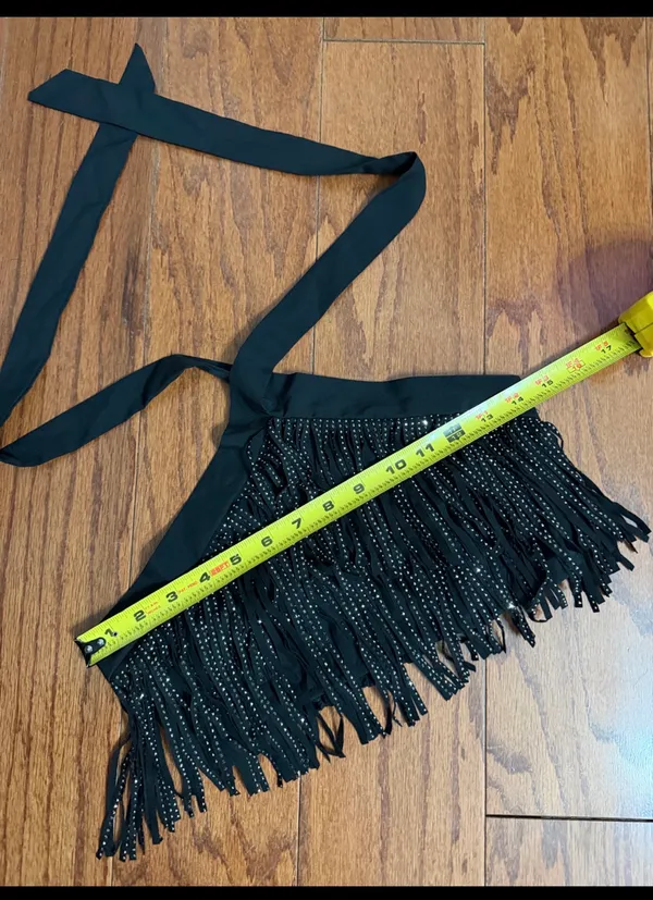 Effordram halter crop top crisscross tie-back with studded fringe trim - Small. Gently worn & Excellent condition. Measurements approximately 14” from armpit to armpit x 10” long. Non-smoking home. priced to sell at as is condition. Don’t like my price, make reasonable offer! And thank you for checking my closet. - Image 5