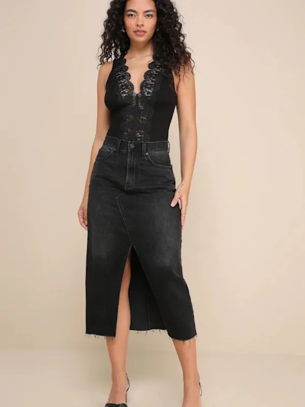 LULU's Sexy Chic Black Lace Stretchy Date Night Party Vacation Bodysuit - Image 3