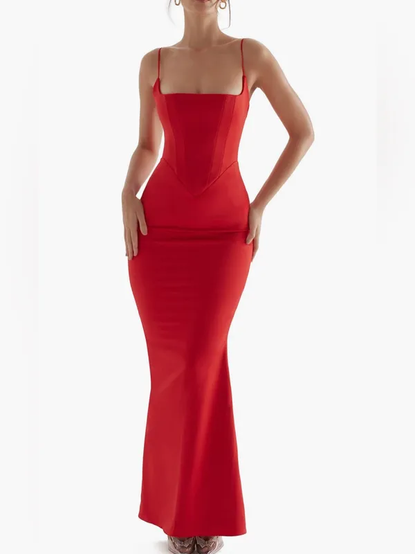 House Of CB Olivette Corset Red Satin Gown - Image 2
