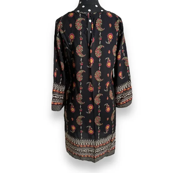 Gibiu Womens‎ Dress Sz S Black Paisley Print Shift 3/4 Sleeve NEW - Image 6