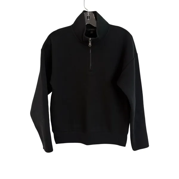 Banana Republic Long Sleeve Scuba Quarter Zip Sweatshirt Womens Small Black - Image 2
