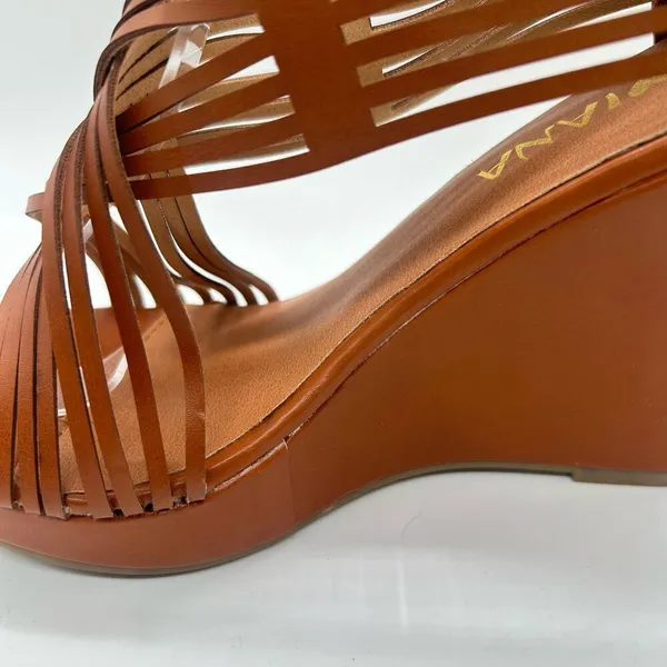 Diviana Sandal Womens 8.5 Brown Kealie Criss Cross‎ Cut Out Platform Wedges NEW - Image 5