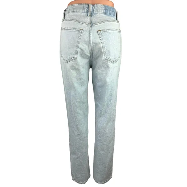 Abercrombie & Fitch The 90s Blue Denim Ultra High Rise Ripped Straight Jeans 2 - Image 3