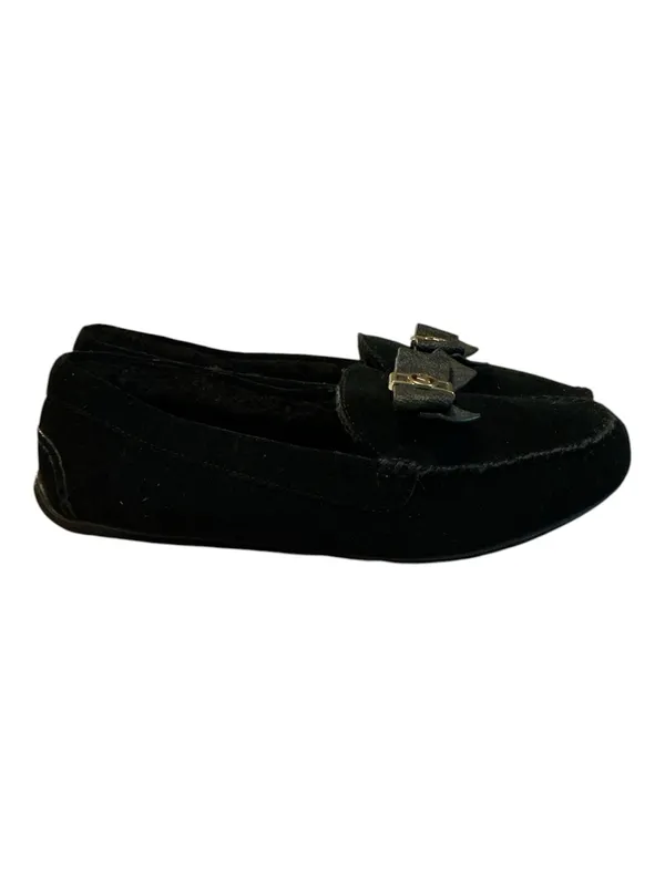 Michael Kors Black Suede Moccasin Slippers Faux Shearling NWOT Size 8.5M - Image 3