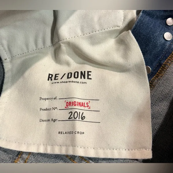 RE/DONE Originals Relaxed Crop Jeans Women's 27 Mid Blue Vintage Wash USA‎ Made - Image 5