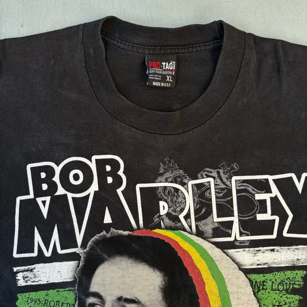 Vintage Bob Marley King Of Music Rasta Reggae Graphic Black Pro Tag T-shirt - Image 7