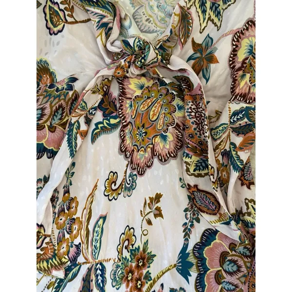 ANTHROPOLOGIE KACHEL Flutter Sleeve Bow Back Maxi Slip Dress Size 10 Pink Floral - Image 11