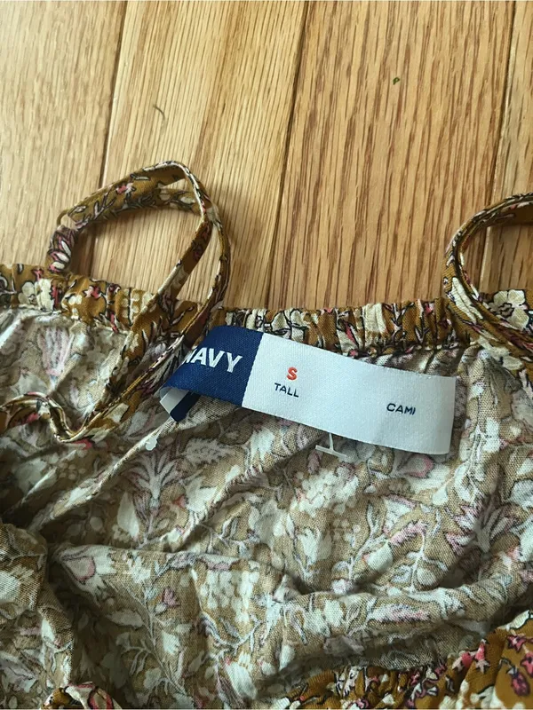 Old Navy Brown Ditsy Floral Babydoll Mini Dress Small Tall Cottagecore Romantic - Image 6