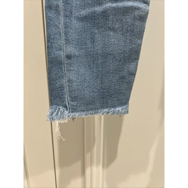 Mother High Waisted Looker Ankle Fray Jeans Blue Denim USA Made - Image 2
