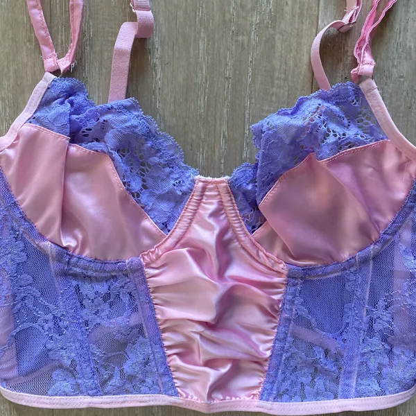 Pastel pink purple lace bustier top. Super cute to style under blazer XS NEW - Image 3