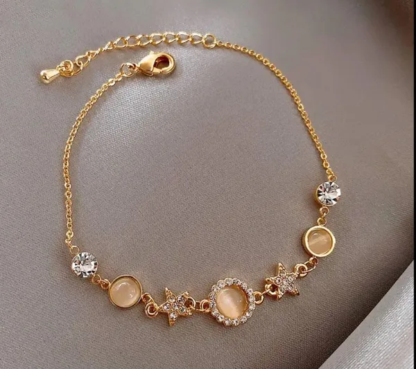 18K Gold Plating Crystal Star Charms Opal Bracelet - Image 5