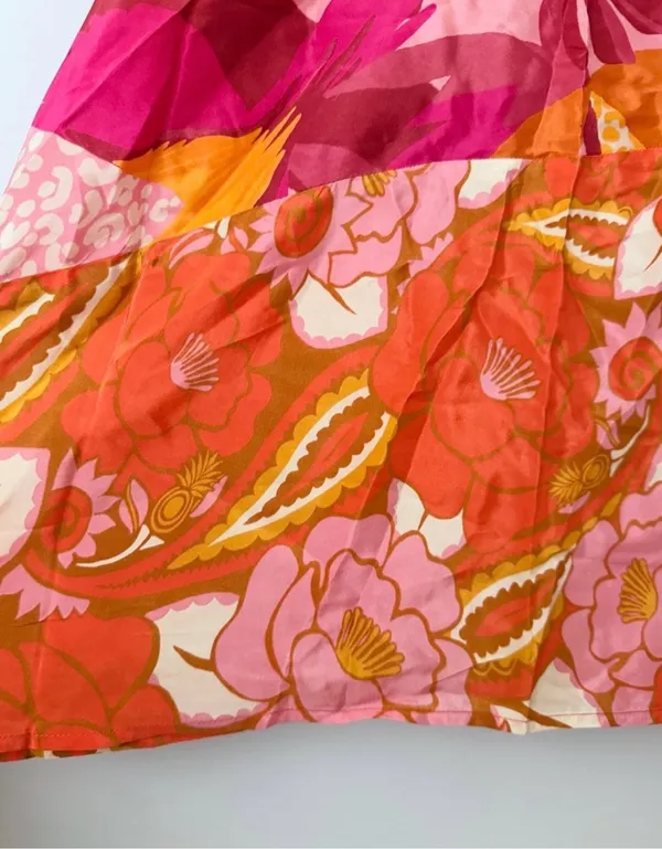 Farm Rio Satin Slip A-Line Floral Maxi Skirt, Size S - Image 8