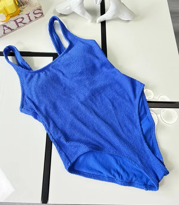 Shade & Shore Royal Blue Textured Crinkle One-Piece Swimsuit - Size Medium (8-10) ✨ - Image 4