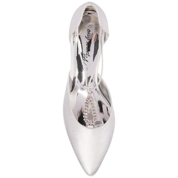 NWT Easy Street Womens Moonlight Dress Block Heel Pump Silver Satin Gray 9W - Image 5