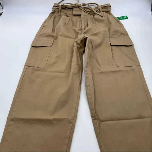 GAP Women's 6 Pocket Tan 100% Cotton Cargo Pants Double Belt-Size 4 - Image 6