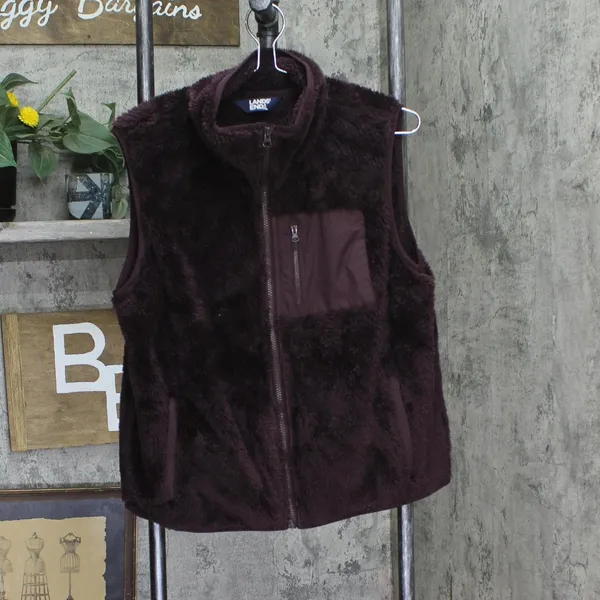 NEW Lands' End Womens Cozy Sherpa Fleece Vest 547681 Dark Plum Purple M - Image 2