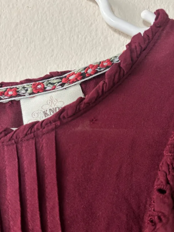 Knox Rose Burgundy Long Sleeve Top - Size Large - Image 3