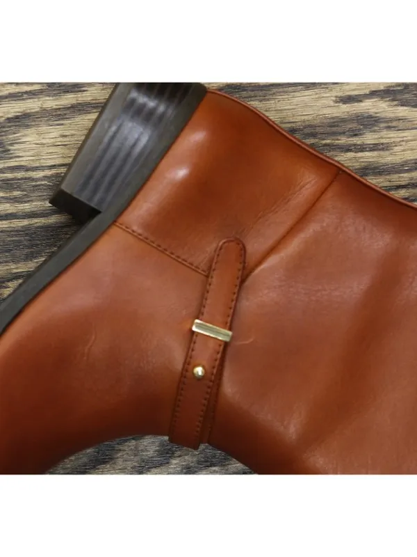NWT On 34th Womens Firesse Riding Boots 10019685500 Cognac Leather Brown 5.5M - Image 9