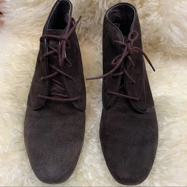 Munro suede leather lace up ankle boots brown - Image 2