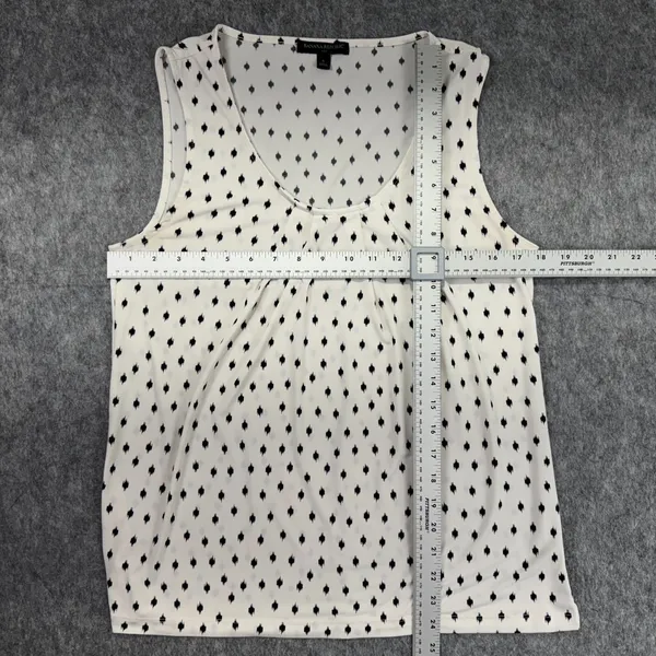 Banana Republic Women Top Sz S White Black Print Scoop Pleated Neck Sleeveless - Image 5