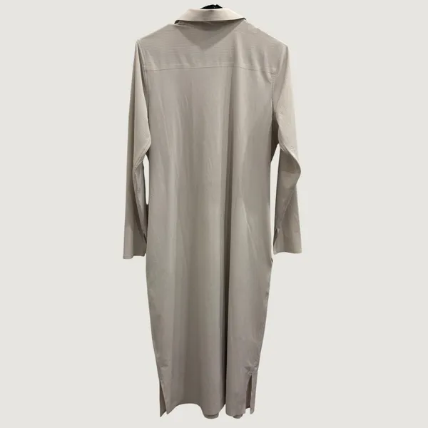 Athleta Urbanite Textured‎ Dress City Stripe Cream White Midi Shirt Dress Small - Image 2