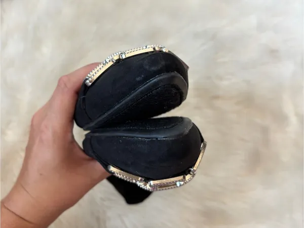 Jones New York Black Pointed Toe Flats with Rhinestone Chain Accent - Image 4