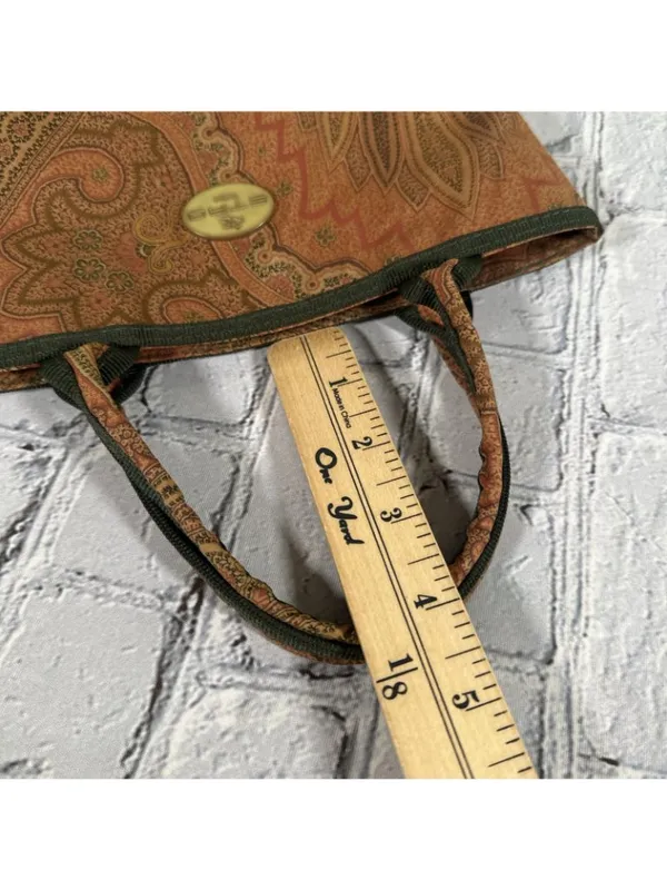 ETRO Paisley Mini Libra Hand Bag Tote Small Nylon Clasp Fabric Pattern Authentic - Image 15