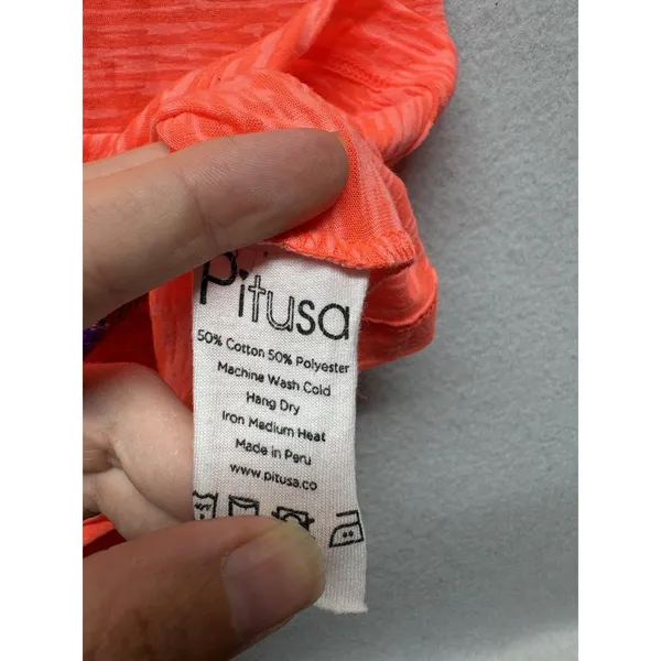 Pitusa Coral Mini Sundress Sheer Burnout Cover Up Dress Petite Boho - Image 3