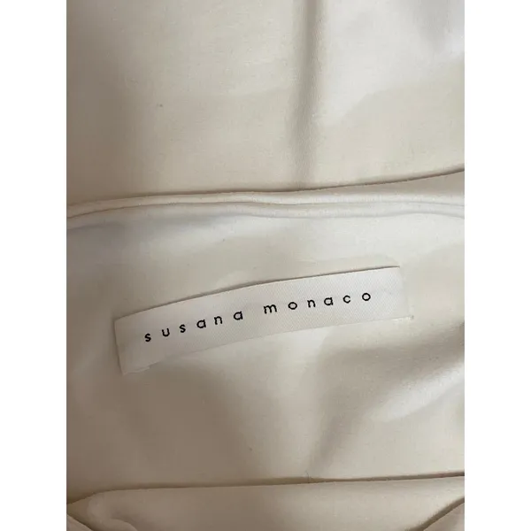Susana Monaco Women's White High Neck Long Sleeve Crop Tee T-Shirt Top Size S - Image 3