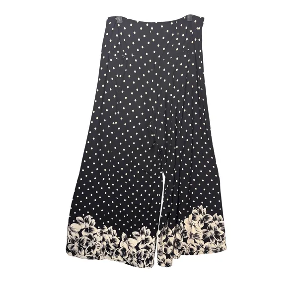 Anthropologie Ett Twa Wide Leg Pants 8 Black Polka Dot Floral Retro Boho - Image 2