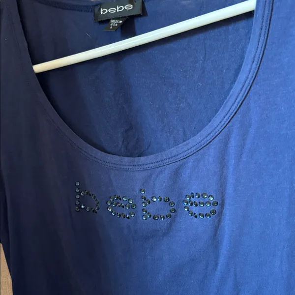 FINAL MARKDOWN Bebe Deep Blue Tank Top with Embellished Logo large - Image 2