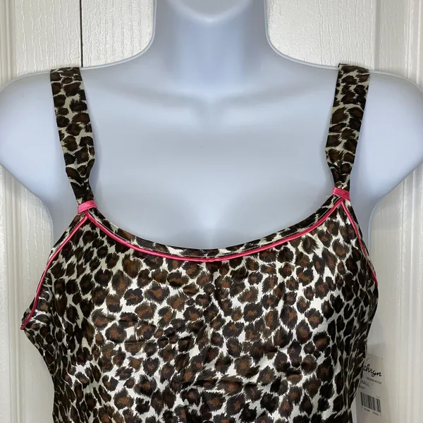 NWT Vintage Y2K Kathryn Leopard Camisole Top Tan Black Ivory Wet Pink Trim Small - Image 3