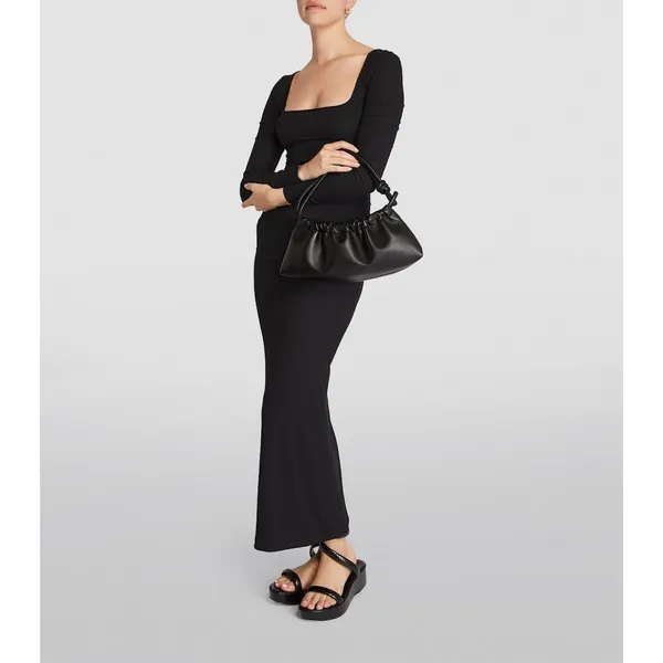 Skims Soft Lounge Maxi Dress Size Small Black Ribbed Long Sleeve Bodycon - Image 3