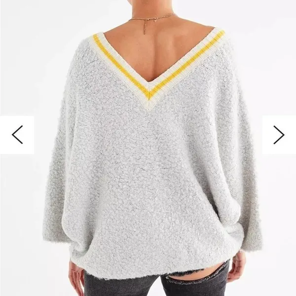 URBAN OUTFITTERS | Gray Yellow Wool Blend Alex Cozy Textured Dolman Sweater,‎ S - Image 5
