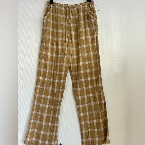 Billabong Tan Plaid Trousers - Image 5