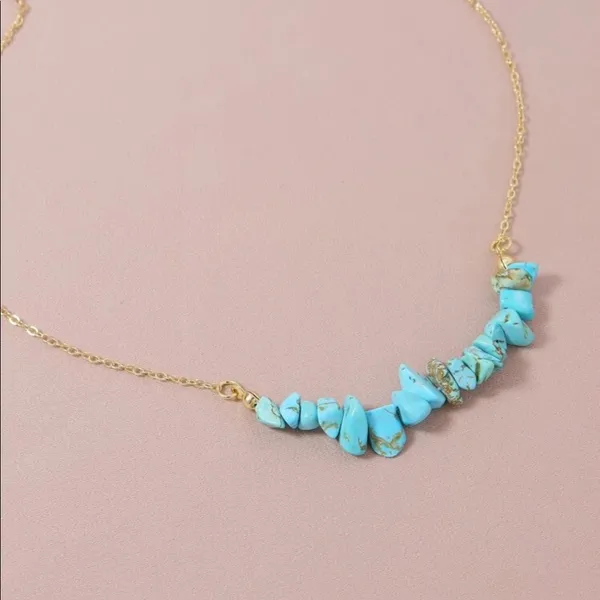 Delicate Turquoise Stone Gold chain necklace - Image 4