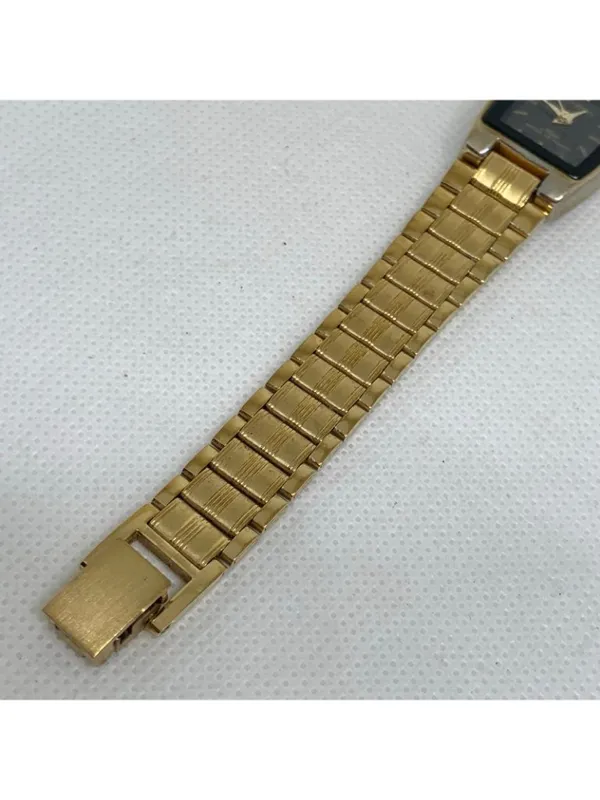 Vintage Armitron women watch gold tone 19mm black dial quartz analog 7” running - Image 5