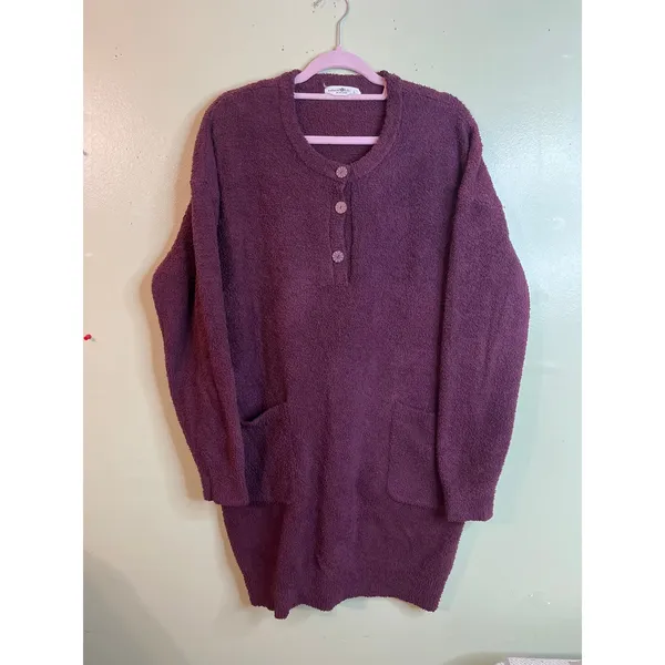 Natural Life Cozy Up Sweater Dress Purple Maroon Knit Cozy Long Sleeve Size L - Image 2