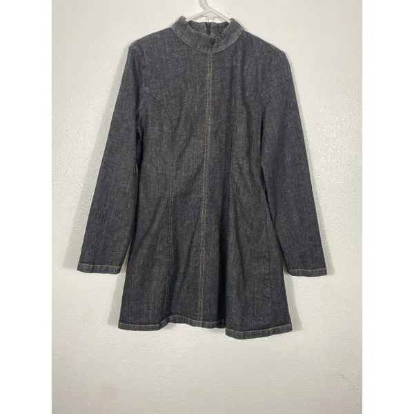 Zara Black Long-Sleeve Mini Dress with High Neck Size XL 97% Cotton - Image 3