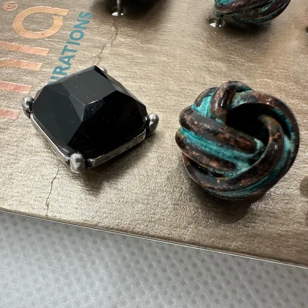 Mia Inspirations Lot of 3 - Turquoise Colored Black Western Stud Earrings New - Image 2
