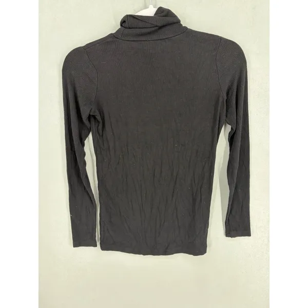 P.int Womens Turtleneck Top Black Ribbed Long Sleeve Slim Fit XS - Image 3