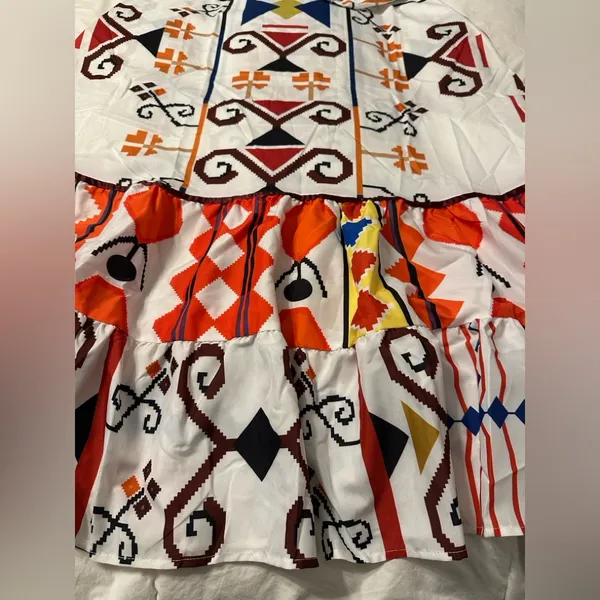 Aztec Patterned White Maxi Dress - Image 9