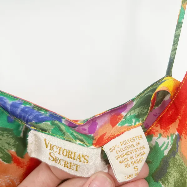 Victoria's Secret Vintage Gold Label 90s Vibrant Floral‎ Print Mini Slip Dress S - Image 6