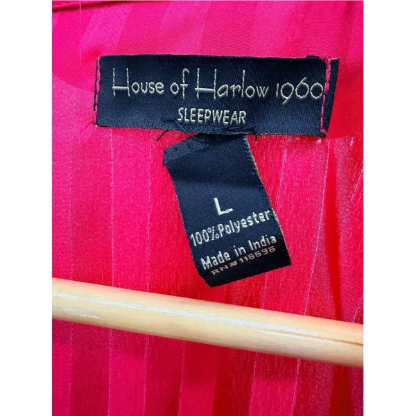 House of Harlow 1960 Red Satin Shadow Stripe Pajama Set Large Button Down Pants - Image 5