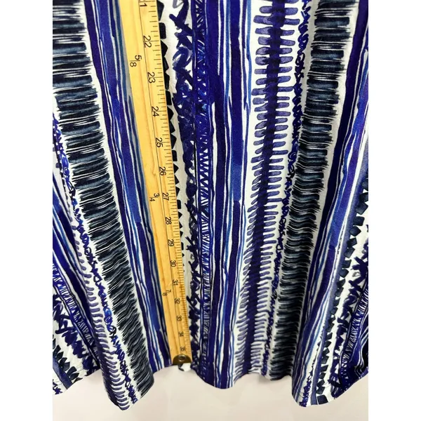 Snoskins‎ T-Shirt Dress Womens L Blue Abstract Stripe Short Sleeve Stretch Artsy - Image 5