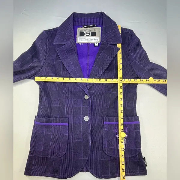 Smartthreads 1=1 Kansas State Wildcats Purple Plaid Knit Women’s Blazer Jacket - Image 11