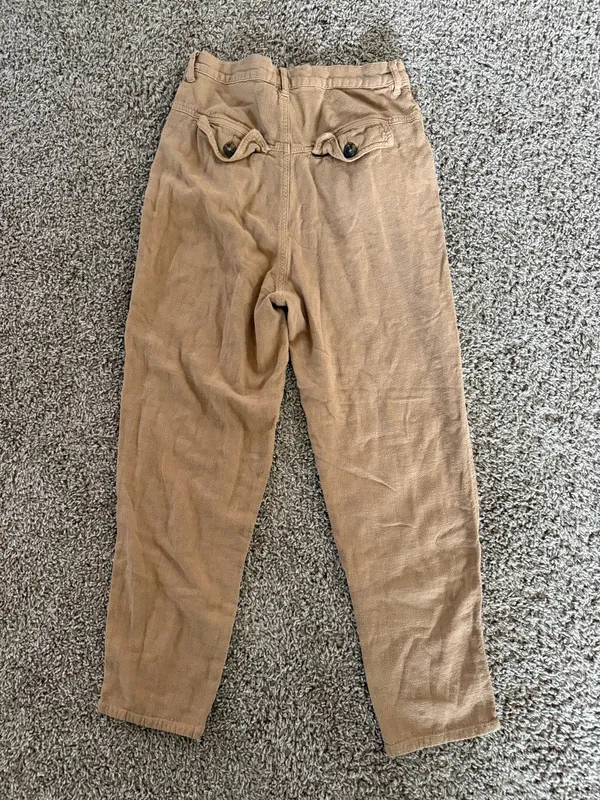 Free People Faded Love Sandstorm/Tan Linen Blend Trousers Women’s 25 - Image 4