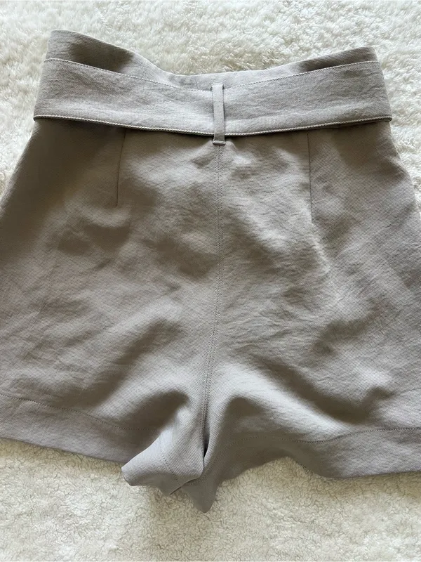 Wilfred High-Waist Paperbag Tie Waist Shorts Tan Size 2 - Image 4