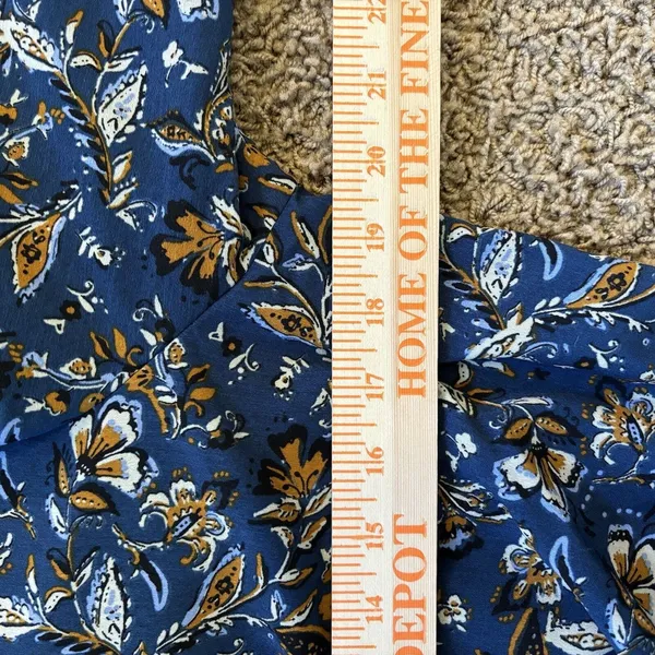 Drew‎ Ms Navy Blue Floral Print Button Front Long Sleeve Jacket / Blouse Med - Image 9