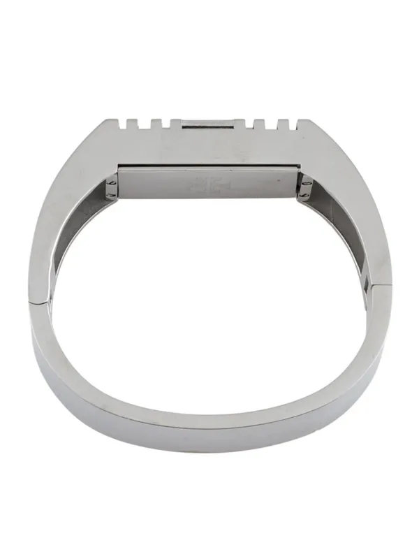 Tory Burch X Fitbit Silver Tone Metal Geometric Hinged Bangle Bracelet - Image 2